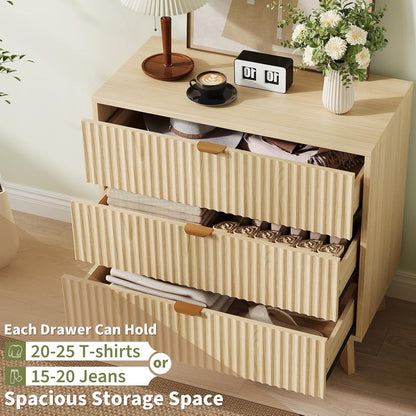 Kommode 3 Schubladen Eiche Natur | Schlafzimmer Sideboard 80x40 cm
