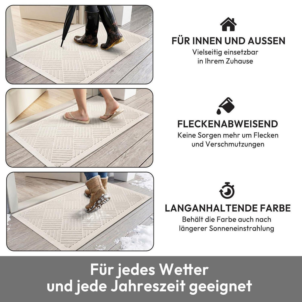 Schmutzfangmatte Creme 43x75 cm – Waschbare Fußmatte für Innen & Außen