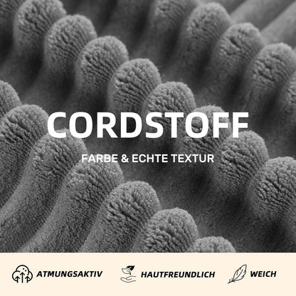 Graues Ecksofa 3-Sitzer – Modulares Sofa mit Recamiere & Cordstoff