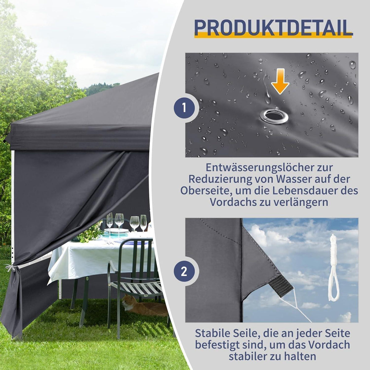 3x3m Faltpavillon mit Seitenteilen – Stabil & Wetterfest
