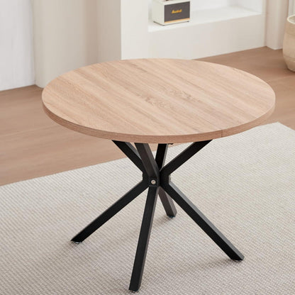 Moderner Esstisch Set 100cm rund + 4 Stühle Lederoptik