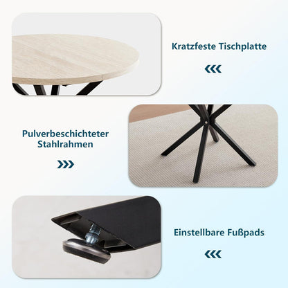 Runder Esstisch Set 4 Stühle Technisches Modern in Lederoptik
