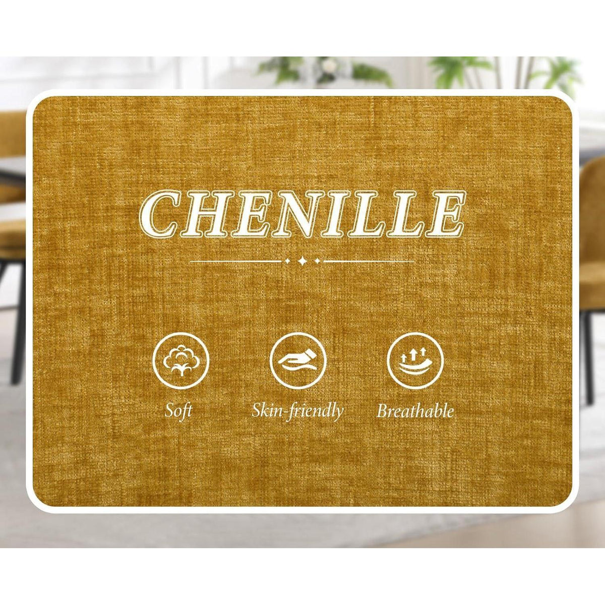 2er Set Esszimmerstühle Chenille Gelb, Drehbar & Bequem