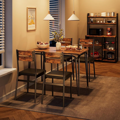 Esszimmer Set mit Tisch und 4 gepolsterten Stühlen – Retro Design