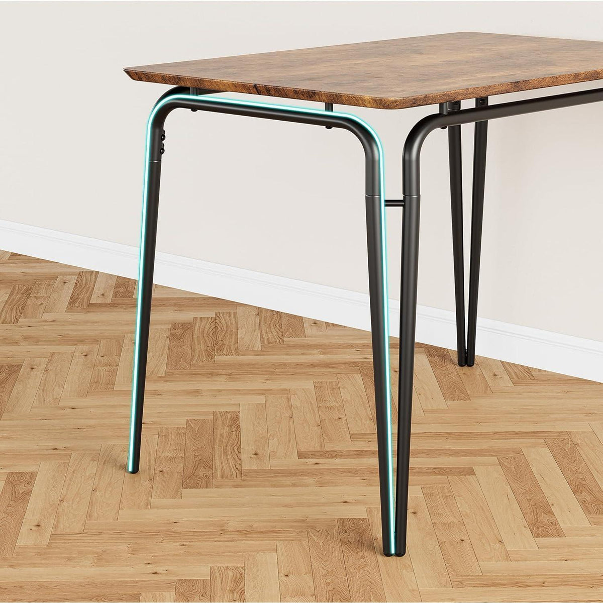 Esszimmer Set mit Tisch und 4 gepolsterten Stühlen – Retro Design