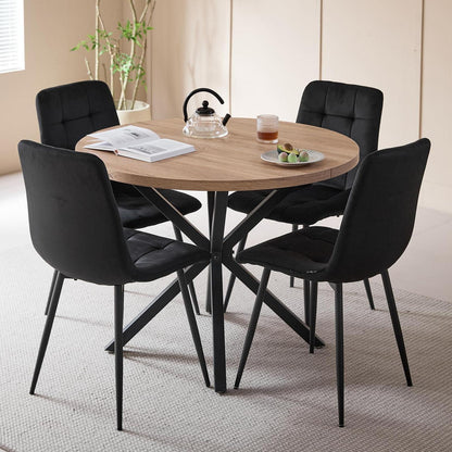 Moderner Esstisch Set mit 4 Samtstühlen (100cm)