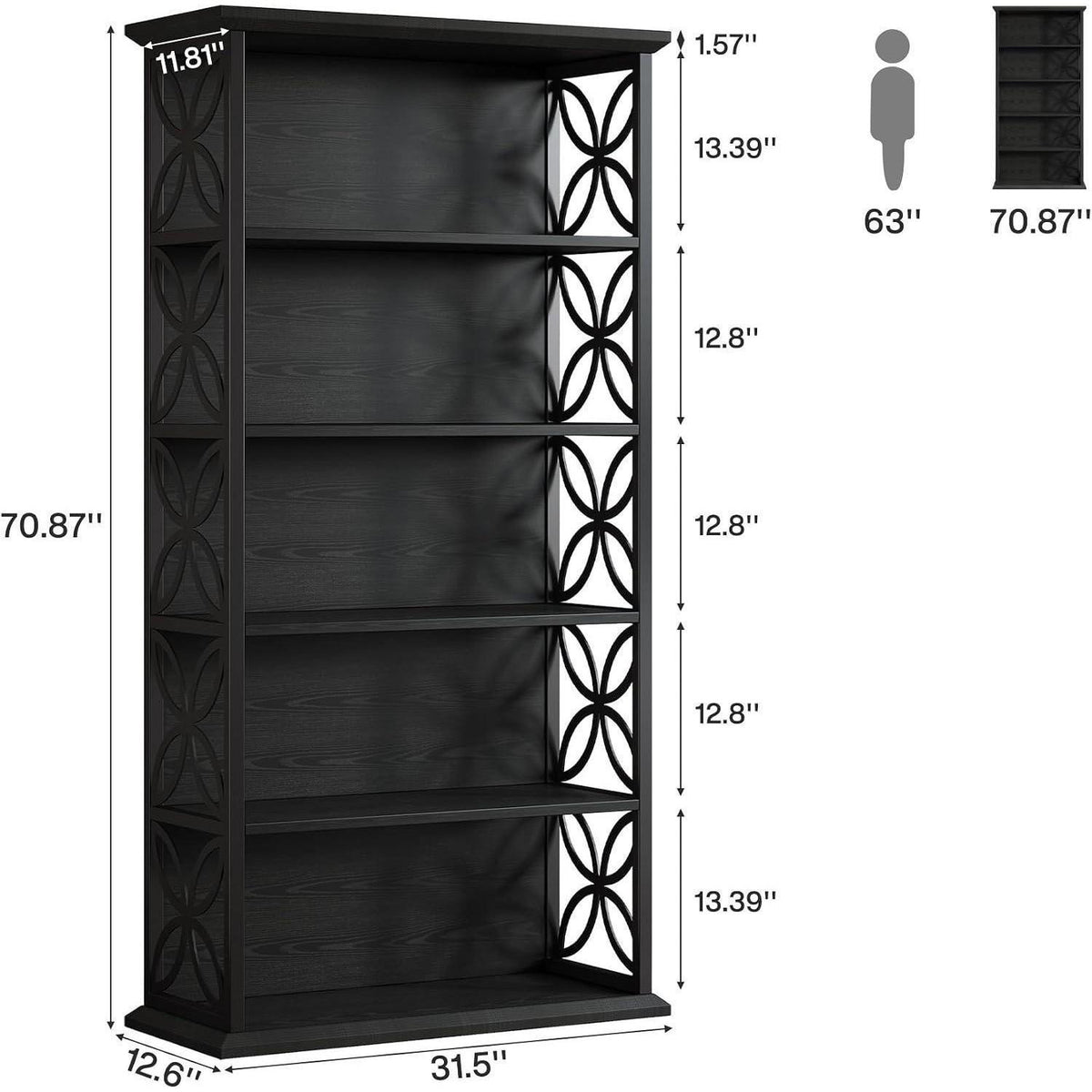 Industrielles Bücherregal 6 Ebenen – Freistehendes Regal für Wohnzimmer
