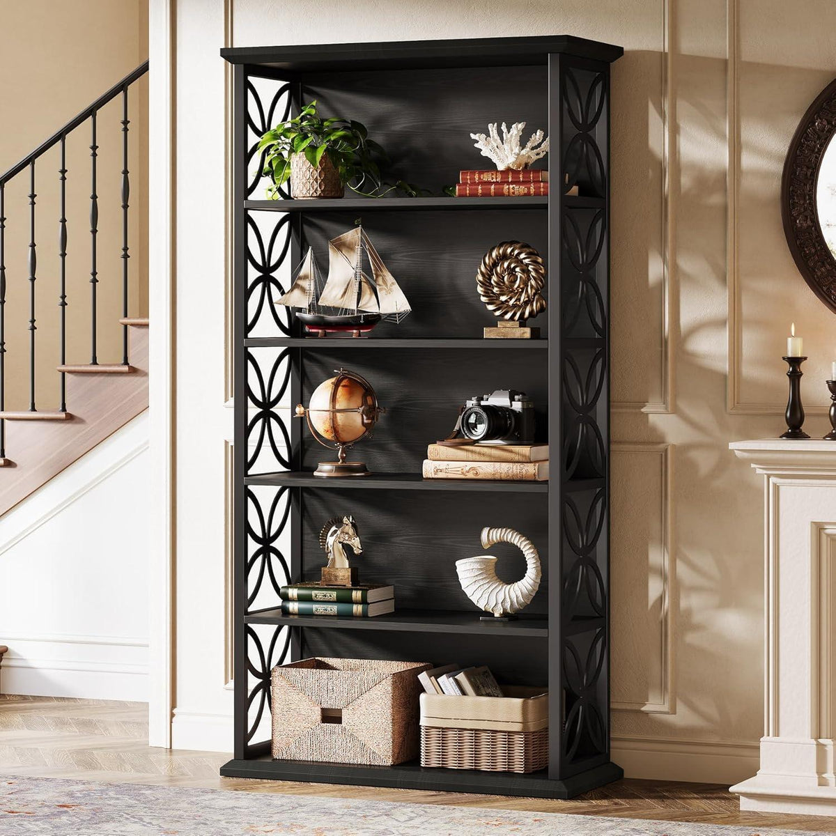 Industrielles Bücherregal 6 Ebenen – Freistehendes Regal für Wohnzimmer