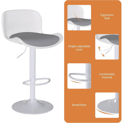 Höhenverstellbarer Barhocker 4er Set Weiß/Grau – Modern & Bequem