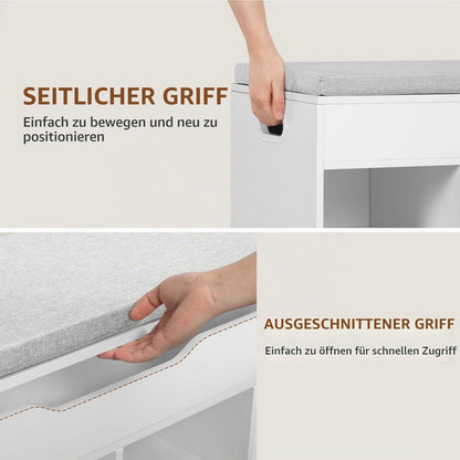 Sitzbank mit Schuhfach | Schuhschrank Leinenweiß | 104x32x50cm