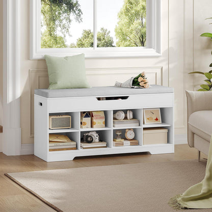 Sitzbank mit Schuhfach | Schuhschrank Leinenweiß | 104x32x50cm