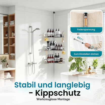 Teleskop Duschablage Eckregal Ohne Bohren – Rostfrei & Verstellbar