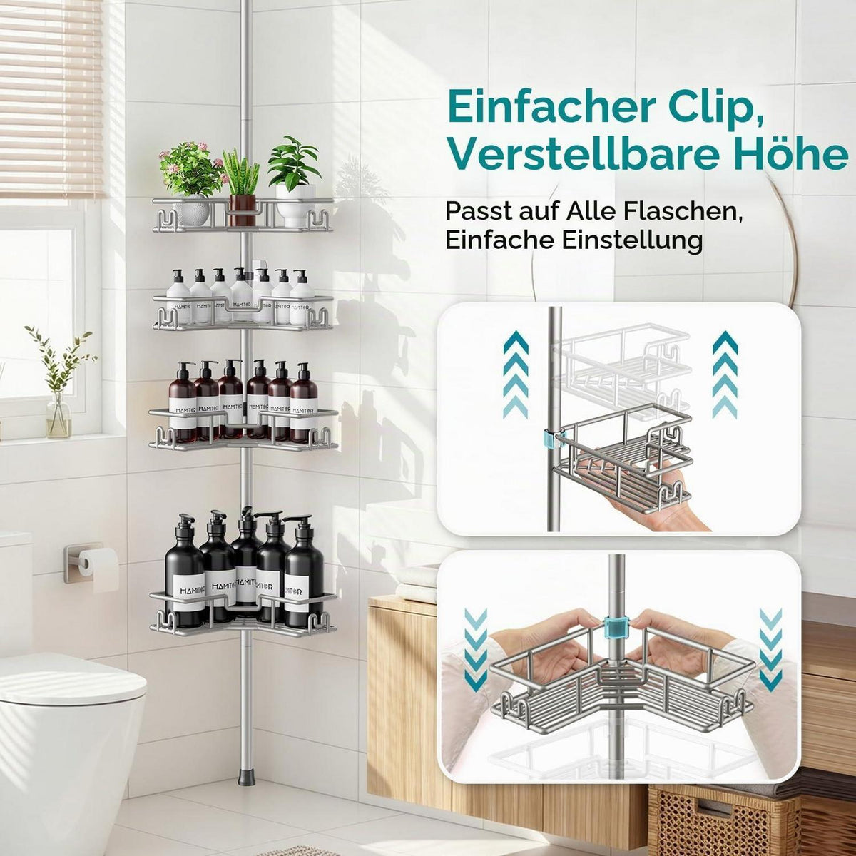 Teleskop Duschablage Eckregal Ohne Bohren – Rostfrei & Verstellbar