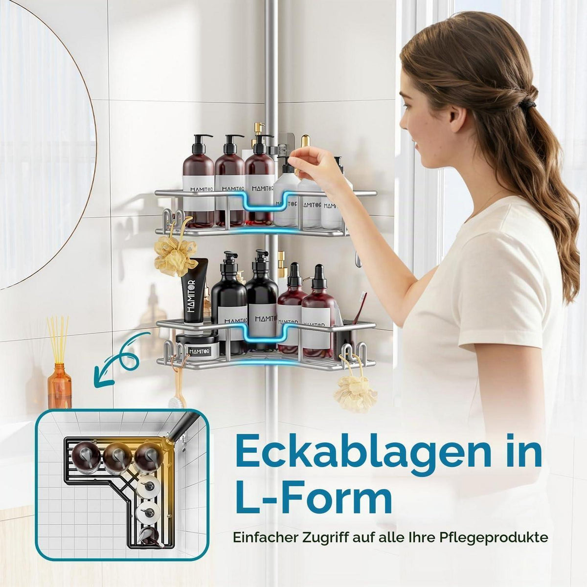 Teleskop Duschablage Eckregal Ohne Bohren – Rostfrei & Verstellbar