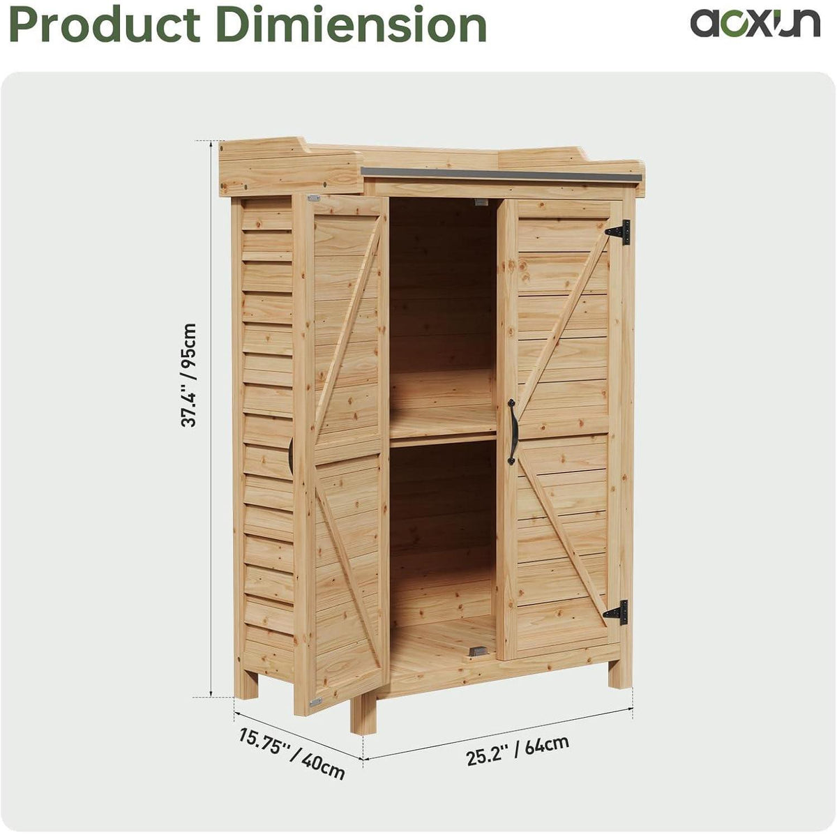 Holz Gartenschrank mit Tisch & Haken – 64x40x95 cm