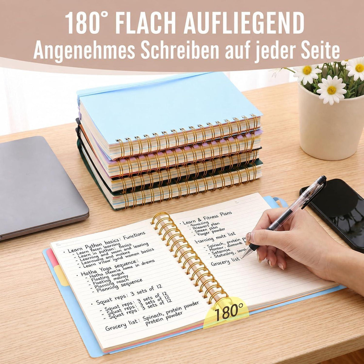A5 Spiralnotizbuch Liniert mit 5 Registern – Blau