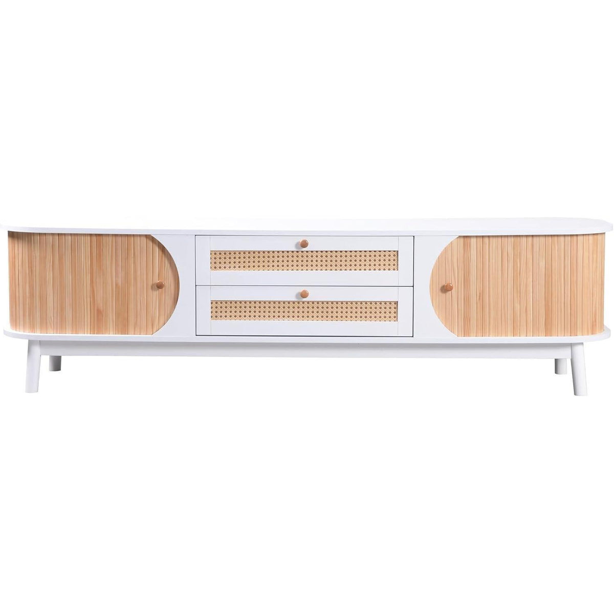 TV-Bank Landhausstil mit Rattan & Holz – 170cm