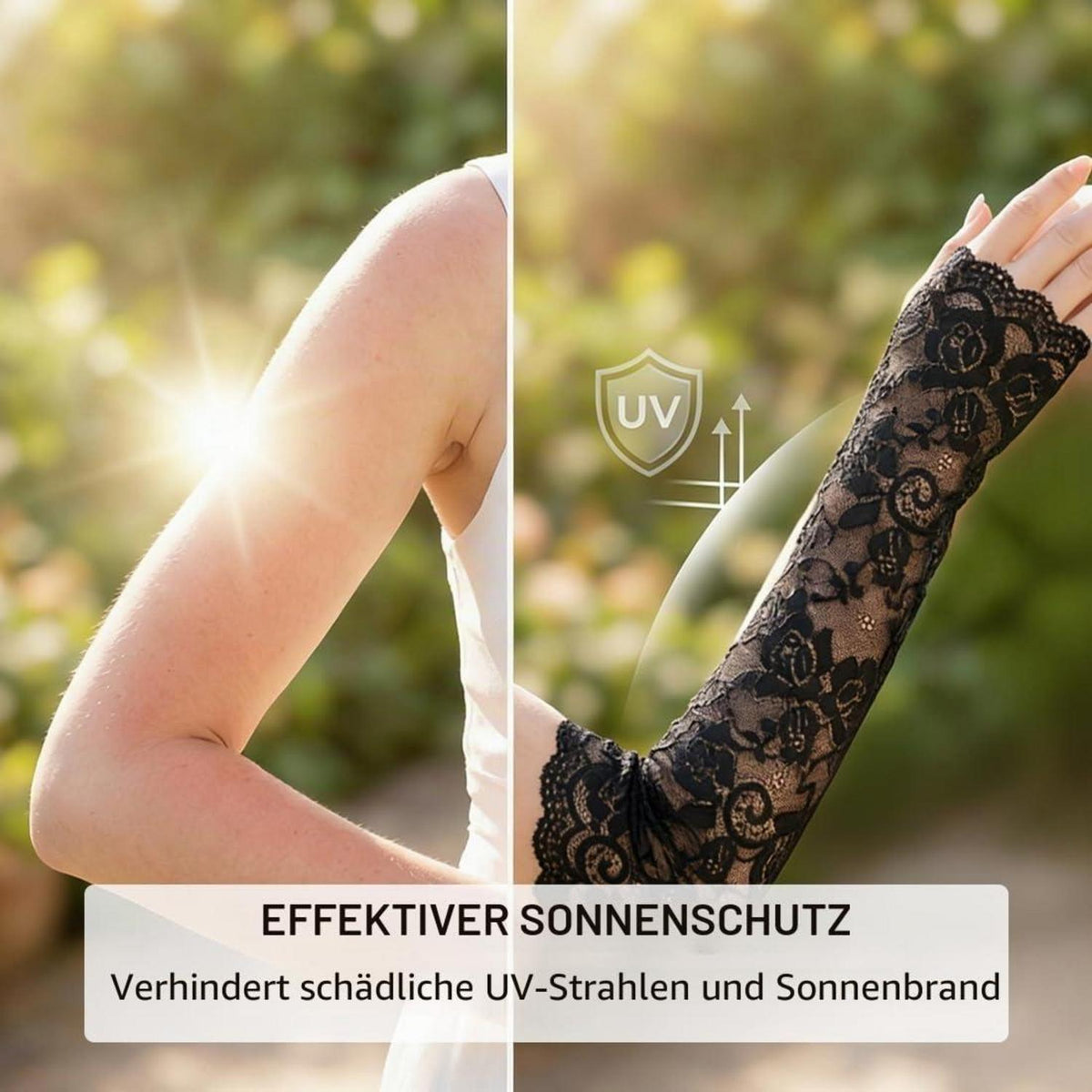 Lange Spitzenhandschuhe Damen Schwarz Fingerlos