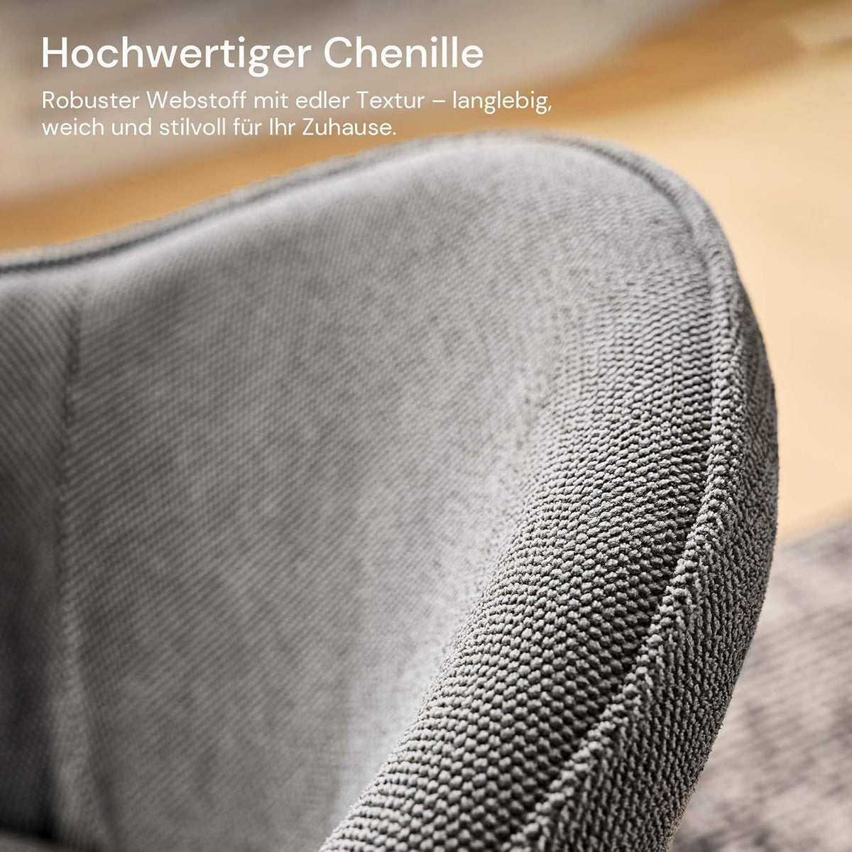 Esszimmerstuhl mit Armlehnen, Grau Chenille, Modern