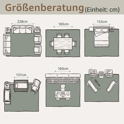 Vintage Kurzflor Teppich Grün 240x340 cm – Waschbar & Faltbar