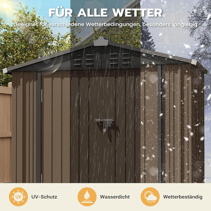 Gartenhaus Metall 196x119cm – Gerätehaus mit Pultdach Braun