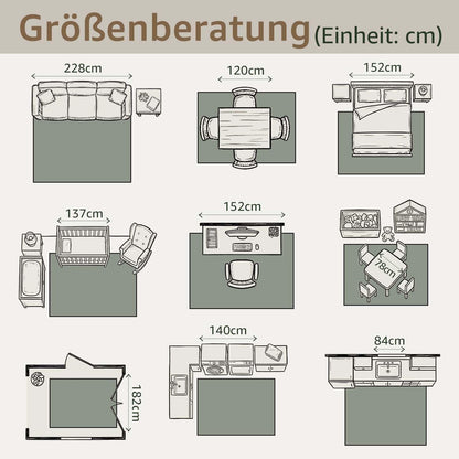 Vintage Kurzflor Teppich Grün 160x220 cm – Waschbar & Faltbar