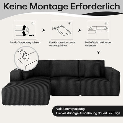 L-förmiges Ecksofa mit Chaiselongue & Memory-Schaum