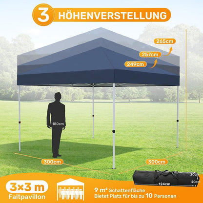 3x3 Pavillon Wasserdicht & Stabil – Partyzelt für Garten & Camping