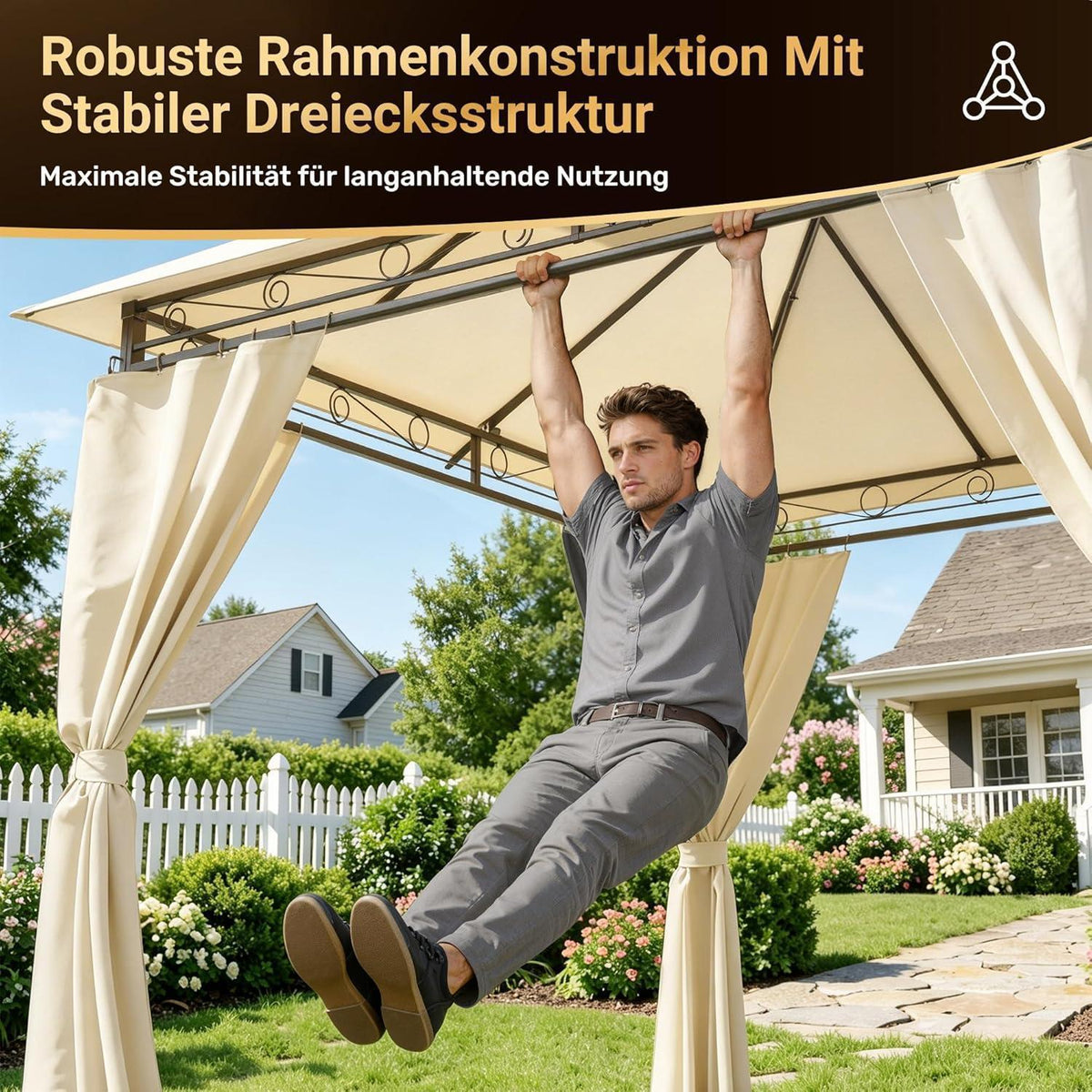Gartenpavillon 3x4 Wasserdicht mit Seitenwänden & UV-Schutz