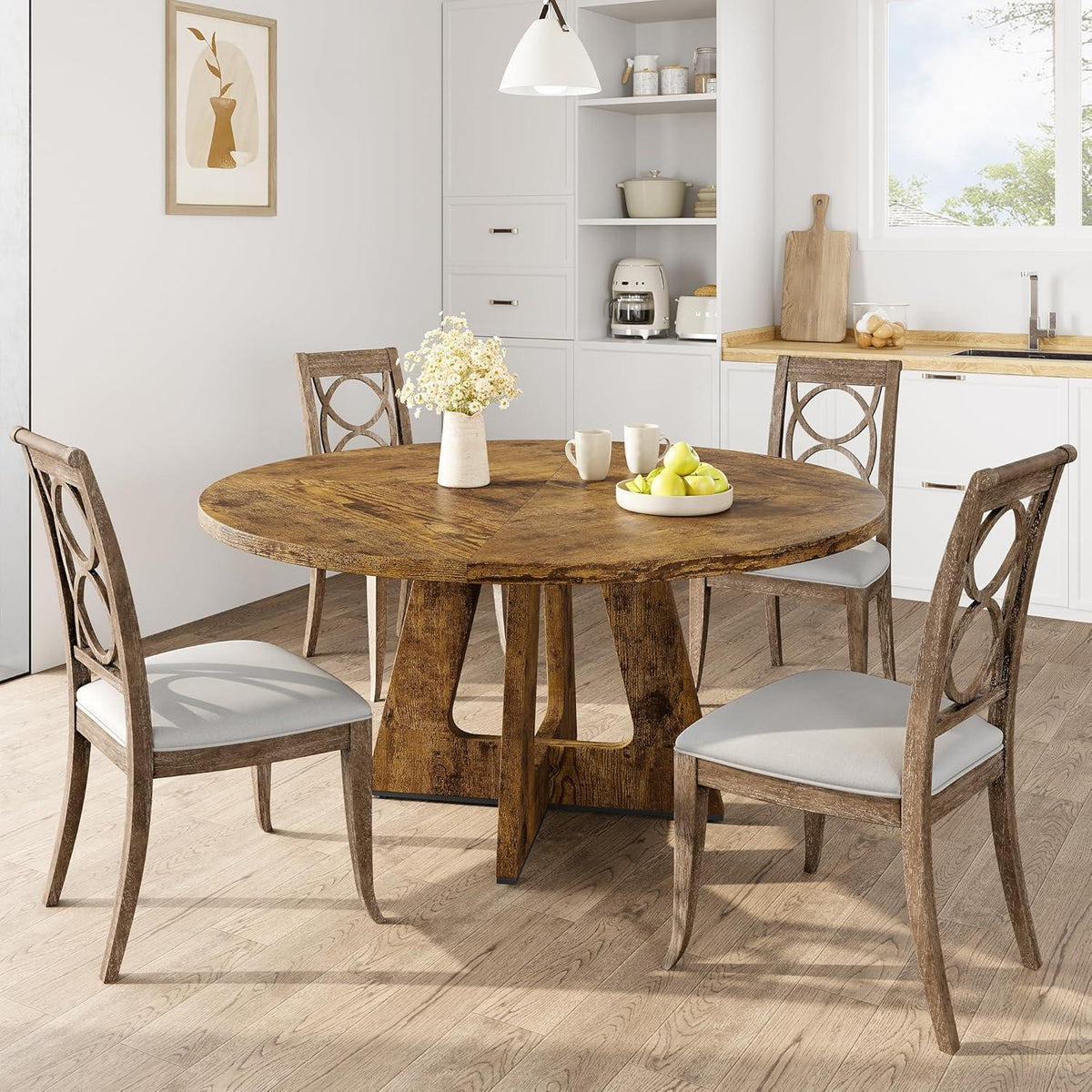 Runder Esstisch 120cm | Küchentisch für 4-6 Personen | Vintage Stil