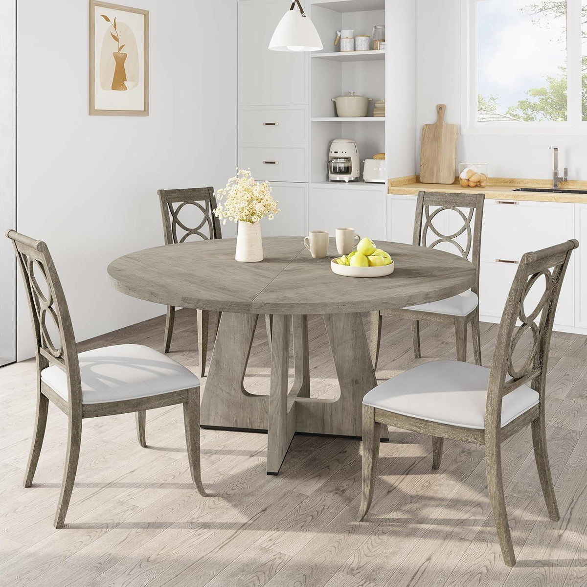 Runder Esstisch 120cm – Grau, Platzsparend & Robust