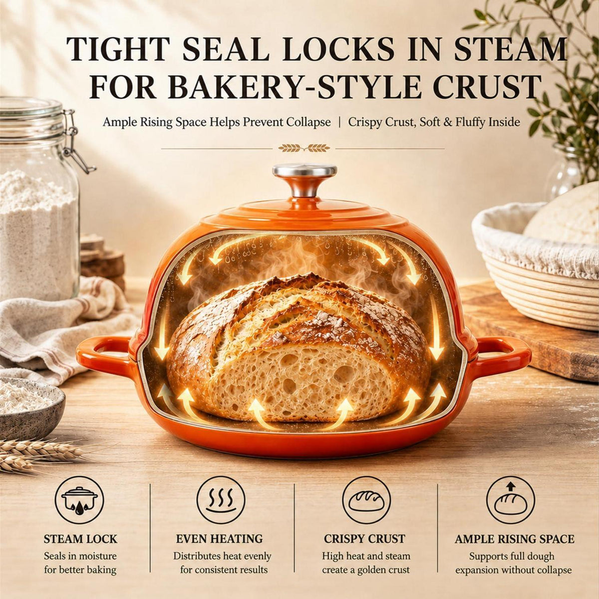 Gusseisen Dutch Oven mit Deckel – Perfekt zum Brotbacken
