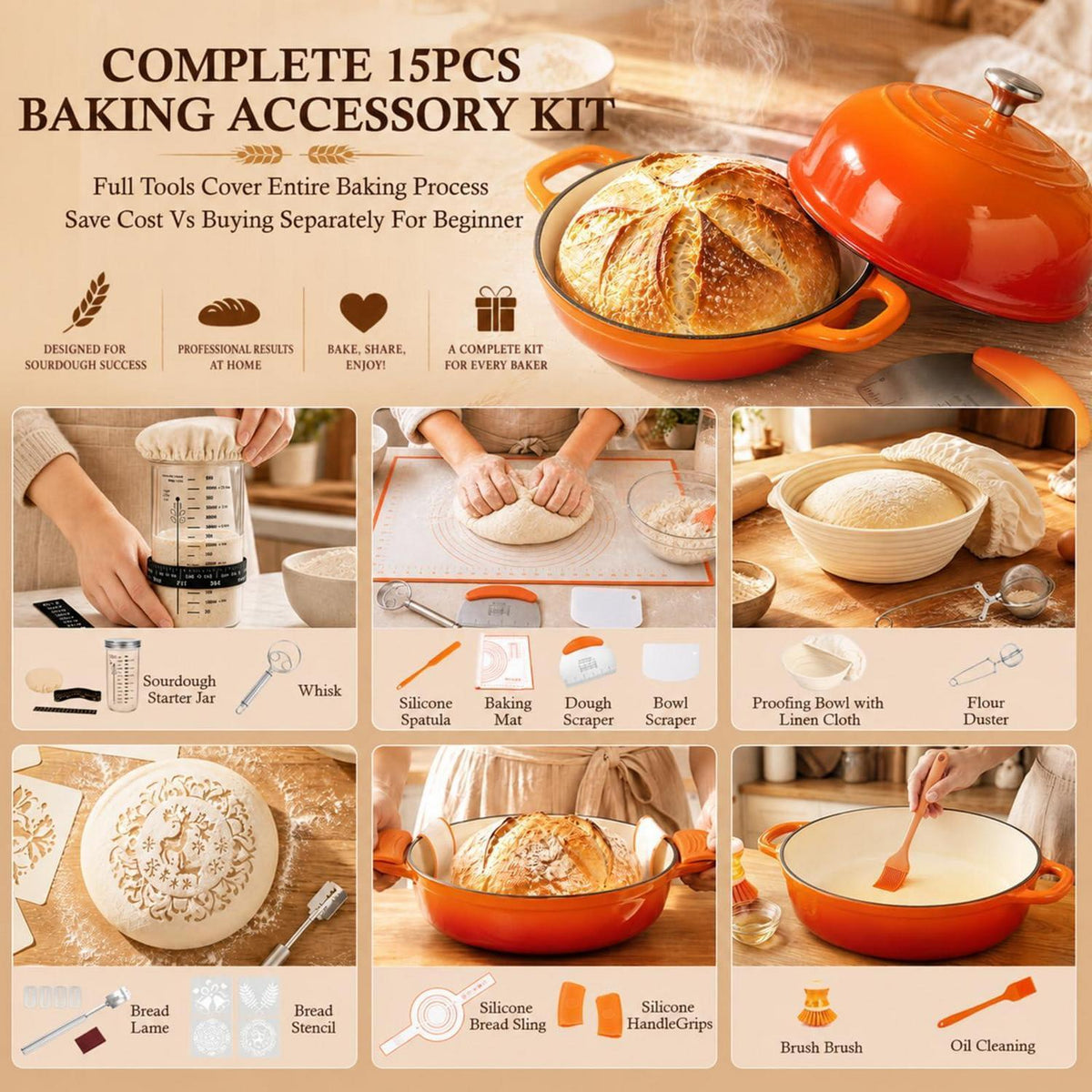 Gusseisen Dutch Oven mit Deckel – Perfekt zum Brotbacken
