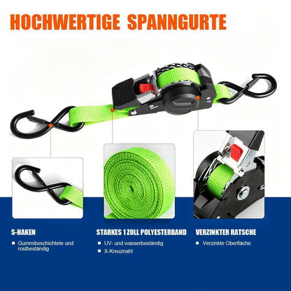 Automatische Spanngurte 3m | 4er Set | 750kg Bruchlast