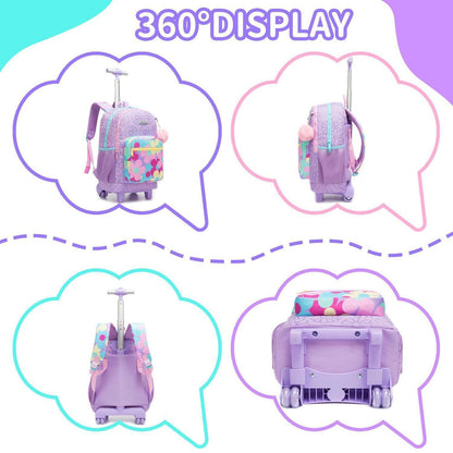 Schulrucksack Trolley Mädchen Blumen – Ergonomischer Schulranzen Set