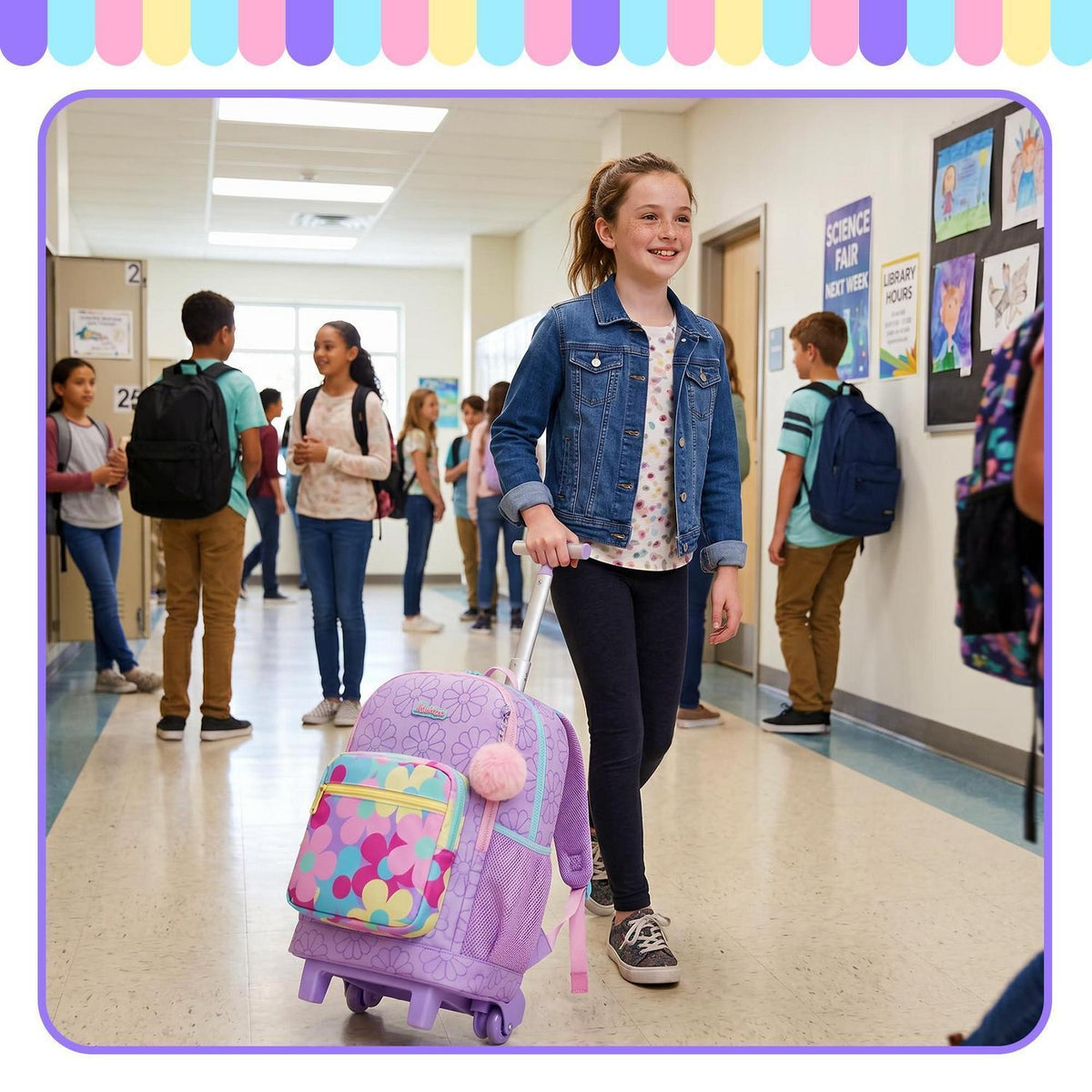 Schulrucksack Trolley Mädchen Blumen – Ergonomischer Schulranzen Set