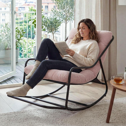 Übergroßer Schaukelstuhl – Gemütlicher Papasan Stuhl Rosa