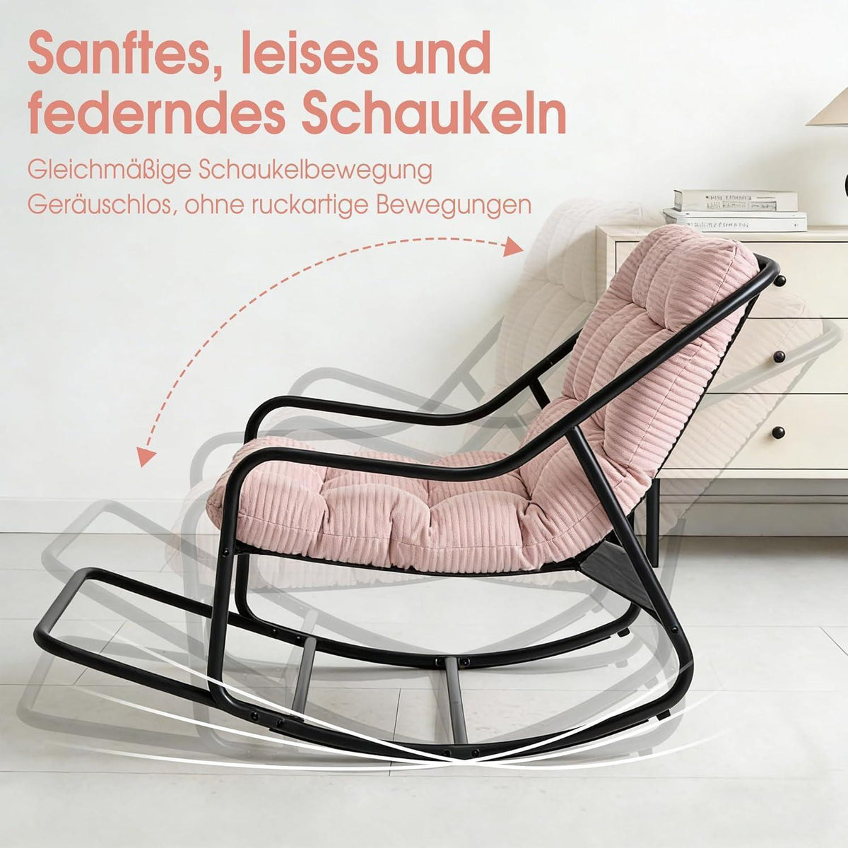 Übergroßer Schaukelstuhl – Gemütlicher Papasan Stuhl Rosa