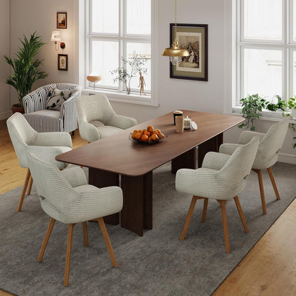 Drehbarer Esszimmerstuhl Set (4x) – Beige mit Holzbeinen