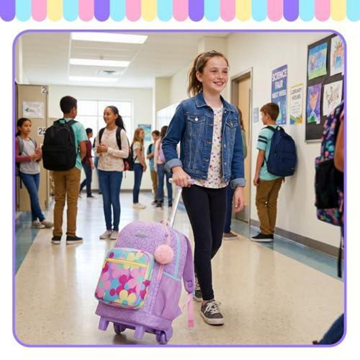 Schulrucksack Trolley Mädchen Blumen – Ergonomischer Schulranzen Set