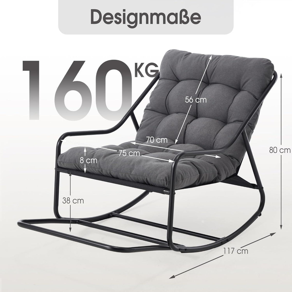 Übergroßer Schaukelstuhl – Gemütlicher Papasan Stuhl Grau