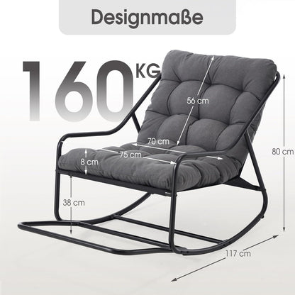 Übergroßer Schaukelstuhl – Gemütlicher Papasan Stuhl Grau
