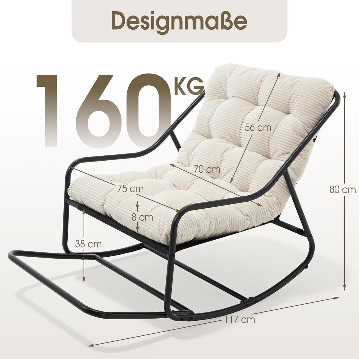 Übergroßer Schaukelstuhl – Gemütlicher Papasan Stuhl Weiß
