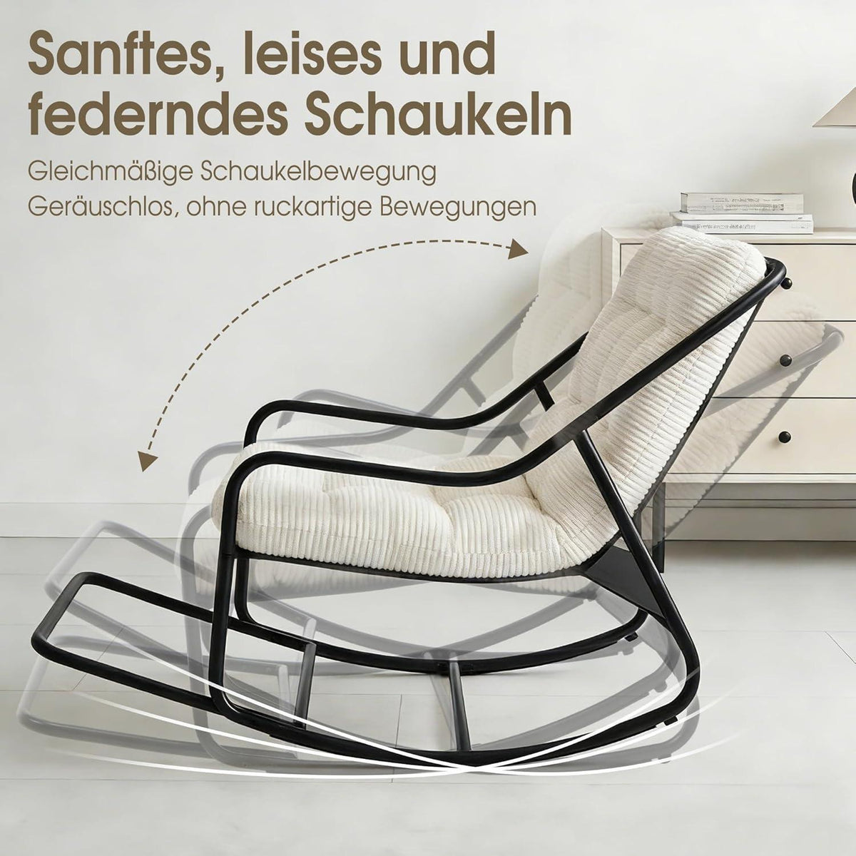 Übergroßer Schaukelstuhl – Gemütlicher Papasan Stuhl Weiß