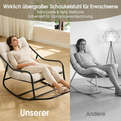 Übergroßer Schaukelstuhl – Gemütlicher Papasan Stuhl Weiß