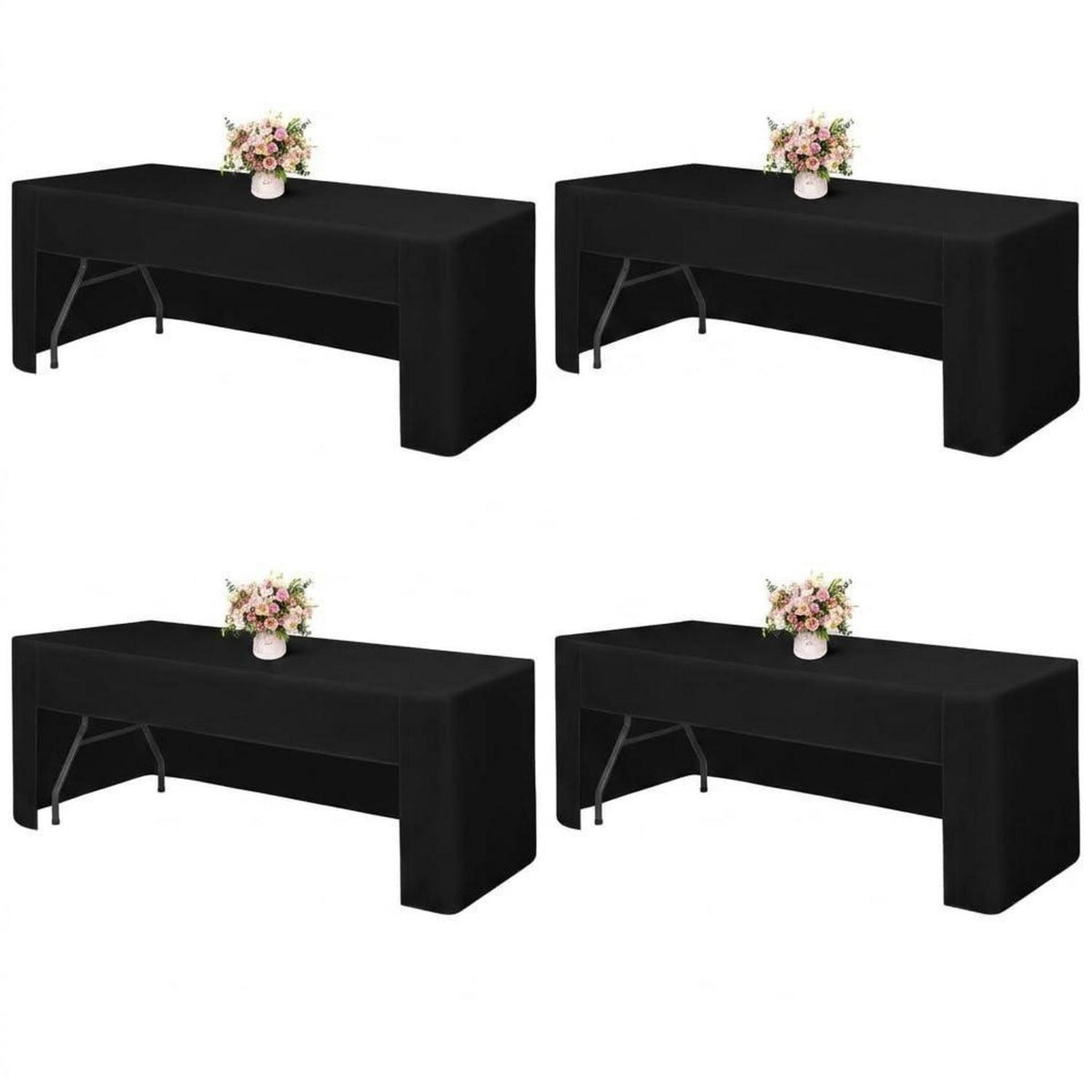 4x Tischdecke Schwarz Rechteck 6ft – Waschbar & Vielseitig