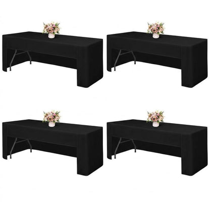 4x Tischdecke Schwarz Rechteck 6ft – Waschbar & Vielseitig