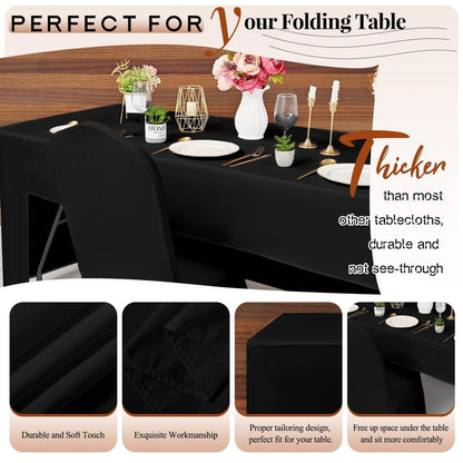 4x Tischdecke Schwarz Rechteck 6ft – Waschbar & Vielseitig
