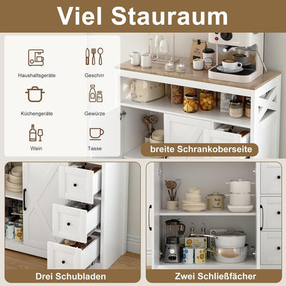 Weißes Sideboard mit Arbeitsplatte & Schubladen