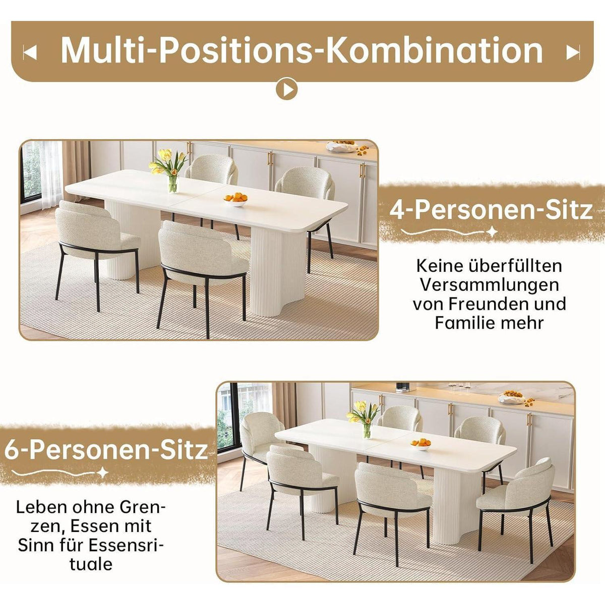 Essgruppe 5-teilig Creme Weiß – Skandinavisch Modern